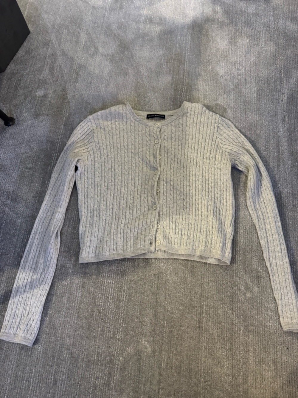 Brandy Melville Light Gray Cable-Knit Button Cardigan